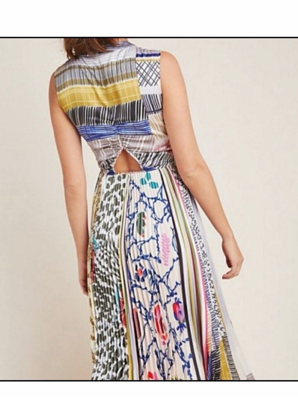 Anthropologie Geisha Designs Jacinta boho colorful pleated midi dress Small - Picture 3 of 14